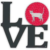 "Caroline's Treasures Ojos Azules Cat Metal Artwork Love wall-decor, Multicolor"