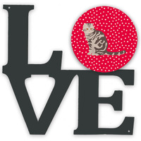 "Caroline's Treasures Foldex Exotic Fold Cat Metal Artwork Love wall-decor, Multicolor"