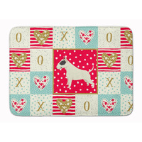 "Caroline's Treasures Black and White Bull Terrier Love Machine Washable Memory Foam Mat doormats, Multicolor"