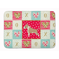 "Caroline's Treasures Fawn and White Bull Terrier Love Machine Washable Memory Foam Mat doormats, Multicolor"