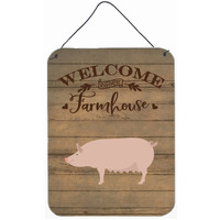"Caroline's Treasures English Large White Pig Welcome Door Hanging Prints wall-decor, Multicolor"
