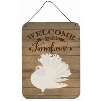"Caroline's Treasures Silver Fantail Pigeon Welcome Door Hanging Prints wall-decor, Multicolor"