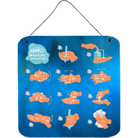 "Caroline's Treasures Hand Washing Instructions Door Hanging Prints wall-decor, Multicolor"