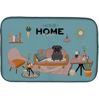 "Caroline's Treasures CK7851DDM Black Pug Sweet Home dish-drying-mats, 14 x 21, Multicolor"