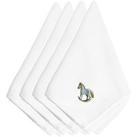 "Caroline's Treasures EMBT2080NPKE Christmas Rocking Horse Embroidered Napkins (Set of 4), 20"", Multicolor"