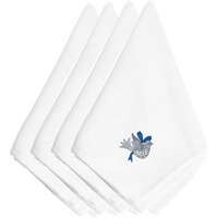 "Caroline's Treasures EMBT2105NPKE Christmas Blue and Silver Dove Embroidered Napkins (Set of 4), 20"", Multicolor"