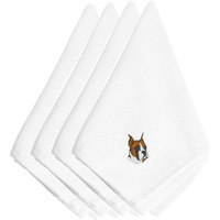 "Caroline's Treasures EMBT2307NPKE Boxer Embroidered Napkins (Set of 4), 20"", Multicolor"