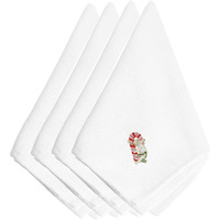 "Caroline's Treasures EMBT2415NPKE Christmas Candy Cane Cherub Embroidered Napkins (Set of 4), 20"", Multicolor"