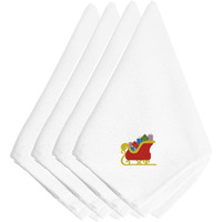 "Caroline's Treasures EMBT2425NPKE Christmas Santa's Sleigh Embroidered Napkins (Set of 4), 20"", Multicolor"
