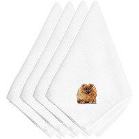 "Caroline's Treasures EMBT2707NPKE Pomeranian Embroidered Napkins (Set of 4), 20"", Multicolor"