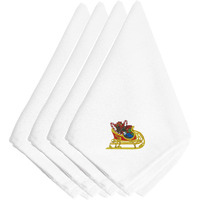"Caroline's Treasures EMBT2973NPKE Christmas Sleigh with Presents Embroidered Napkins (Set of 4), 20"", Multicolor"