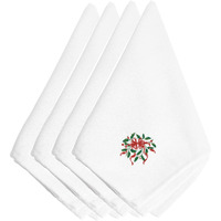 "Caroline's Treasures EMBT2974NPKE Christmas Holly with Ribbon Embroidered Napkins (Set of 4), 20"", Multicolor"