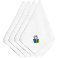 "Caroline's Treasures EMBT2976NPKE Christmas Toy Rabbit N' a Box Embroidered Napkins (Set of 4), 20"", Multicolor"