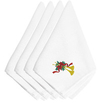 "Caroline's Treasures EMBT2980NPKE Christmas Horn Embroidered Napkins (Set of 4), 20"", Multicolor"