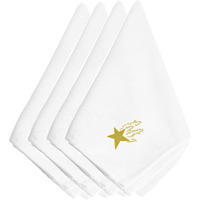 "Caroline's Treasures EMBT2982NPKE Christmas Gold Star Embroidered Napkins (Set of 4), 20"", Multicolor"