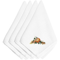 "Caroline's Treasures EMBT3007NPKE Thanksgiving Harvest Bounty Embroidered Napkins (Set of 4), 20"", Multicolor"