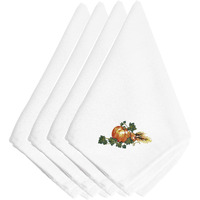 "Caroline's Treasures EMBT3009NPKE Thanksgiving Harvest Bounty #2 Embroidered Napkins (Set of 4), 20"", Multicolor"
