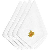 "Caroline's Treasures EMBT3446NPKE Fall Maple Leaves Embroidered Napkins (Set of 4), 20"", Multicolor"