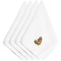 "Caroline's Treasures EMBT3501NPKE Thanksgiving Turkey and Fruit Embroidered Napkins (Set of 4), 20"", Multicolor"