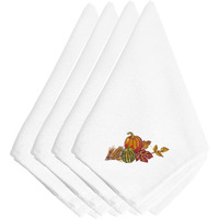 "Caroline's Treasures EMBT3506NPKE Thanksgiving End piece Embroidered Napkins (Set of 4), 20"", Multicolor"