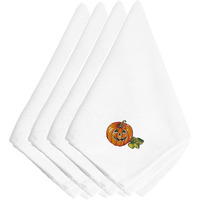 "Caroline's Treasures EMBT3507NPKE Halloween Jack O Lantern Embroidered Napkins (Set of 4), 20"", Multicolor"