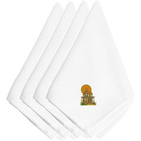 "Caroline's Treasures EMBT3508NPKE Halloween Haunted House Embroidered Napkins (Set of 4), 20"", Multicolor"