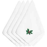 "Caroline's Treasures EMBT3538NPKE Christmas Holly Embroidered Napkins (Set of 4), 20"", Multicolor"