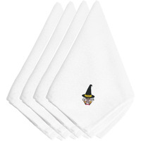 "Caroline's Treasures EMBT3811NPKE Halloween Witches Face Embroidered Napkins (Set of 4), 20"", Multicolor"