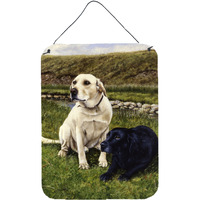"Caroline's Treasures Yellow and Black Labradors Wall or Door Hanging Prints FRF0018DS1216, 16""H x 12""W, Multicolor"