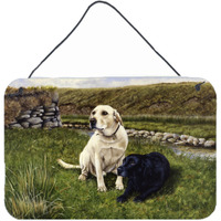 "Caroline's Treasures Yellow and Black Labradors Wall or Door Hanging Prints FRF0018DS812, 8""H x 12""W, Multicolor"