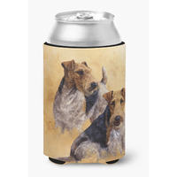 "Caroline's Treasures HMHE0180CC ""Fox Terriers by Michael Herring"" Can or Bottle Hugger, Multicolor"