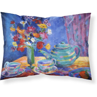 "Caroline's Treasures ""Blue Tea by Wendy Hoile"" Printed, Polyester Envelope Closure pillowcase, Standard, Multicolor"