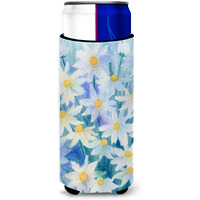 "Caroline's Treasures Light and Airy Daisies Beverage Insulator for Slim Cans, Multicolor"