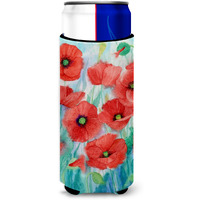 "Caroline's Treasures Poppies Michelob Ultra Koozies for Slim Cans, Multicolor"