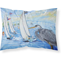 "Caroline's Treasures JMK1001PILLOWCASE Blue Heron Sailboats Dog River Bridge Fabric Standard Pillowcase, Large, Multicolor"