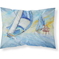 "Caroline's Treasures JMK1005PILLOWCASE Sailboats And Middle Bay Lighthouse Fabric Standard Pillowcase, Large, Multicolor"