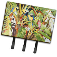 "Caroline's Treasures JMK1010TH68 Three Blue Parrots Leash or Key Holder, Large, Multicolor"