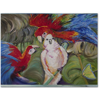 "Caroline's Treasures JMK1018PLMT Menage-A-Trios Parrots Fabric Placemat, Multicolor"