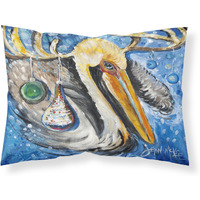 "Caroline's Treasures JMK1020PILLOWCASE Pelican Dressed As A Reindeer Fabric Standard Pillowcase, Large, Multicolor"
