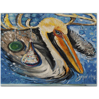 "Caroline's Treasures JMK1020PLMT Pelican Dressed As A Reindeer Fabric Placemat, Multicolor"