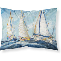 "Caroline's Treasures JMK1027PILLOWCASE Roll Me Over Sailboats Fabric Standard Pillowcase, Large, Multicolor"