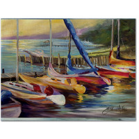 "Caroline's Treasures JMK1036PLMT Sailboats At Sunset Fabric Placemat, Multicolor"