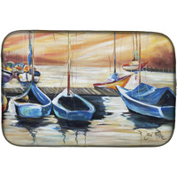 "Caroline's Treasures Beach View with Sailboats Dish Drying Mat, 14 x 21, Multicolor"