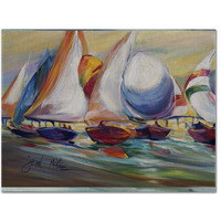 "Caroline's Treasures JMK1040PLMT Sailboat Race In Dauphin Island Fabric Placemat, Multicolor"