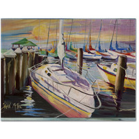 "Caroline's Treasures JMK1044PLMT Sailboats At The Fairhope Yacht Club Docks Fabric Placemat, Multicolor"