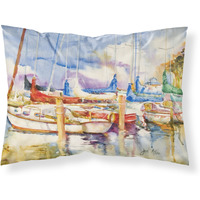 "Caroline's Treasures JMK1049PILLOWCASE End Stall Sailboats Fabric Standard Pillowcase, Large, Multicolor"