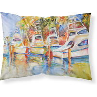 "Caroline's Treasures JMK1052PILLOWCASE Deep Sea Fishing Boats At The Dock Fabric Standard Pillowcase, Large, Multicolor"