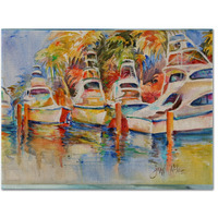 "Caroline's Treasures JMK1052PLMT Deep Sea Fishing Boats At The Dock Fabric Placemat, Multicolor"