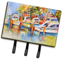 "Caroline's Treasures JMK1052TH68 Deep Sea Fishing Boats at The Dock Leash or Key Holder, Large, Multicolor"