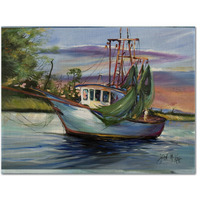 "Caroline's Treasures JMK1059PLMT Jeannie Shrimp Boat Fabric Placemat, Multicolor"
